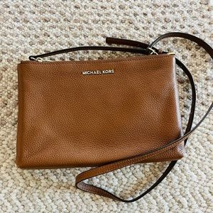 Michael Kors camel 2 zippered compartment crossbody bag